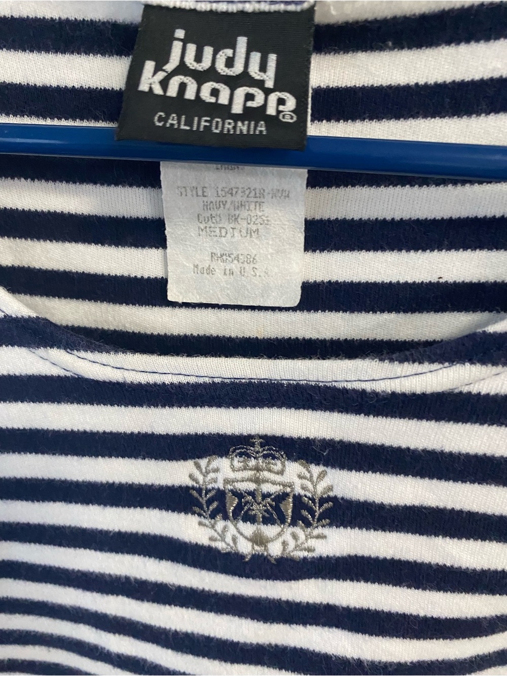 Judy Knapp Navy & White Striped Women's Top